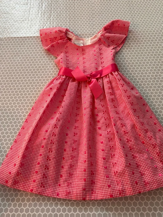by bonnie jean Other - By Bonnie Jean Pink Gingham Dress w Satin Waist Bow w Petticoat Size 6X